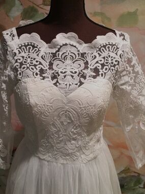 Chi Chi London White Lace Overlay Wedding Dress